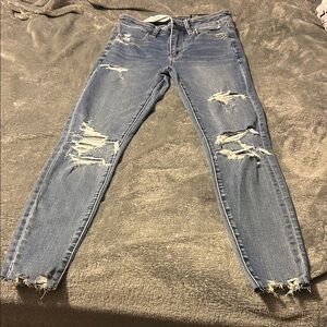 American Eagle Outfitters Blue Ripped Skinny Jeans